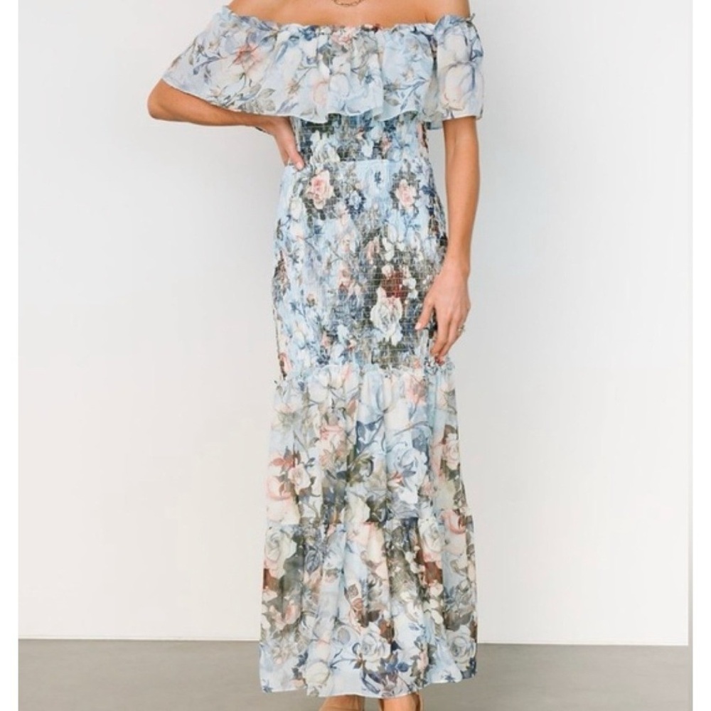 Baltic Born Amalfi Smocked Maxi Dress Blue Floral